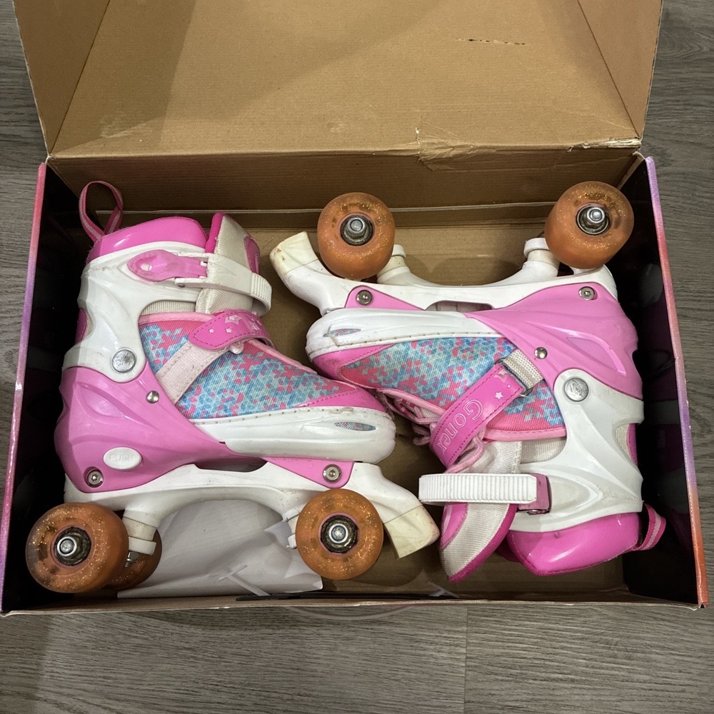 Gonex Pink, White & Blue Geometric Roller Skates | Kids Medium (L) US 1-4